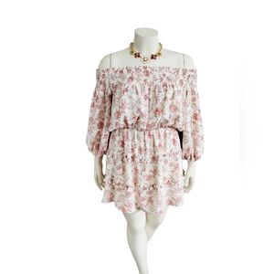 Baevely Floral Boho‎ Beachy Womens Size Small Cottage Off Shoulder Tiered Dress